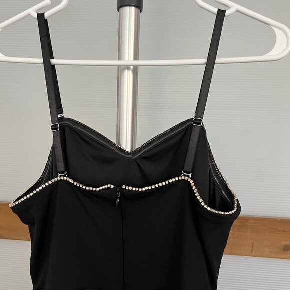 Grace Karin Black Rhinestone Detail Ruffle Hem Strap/less Lined Maxi Dress Sz M - Picture 8 of 16